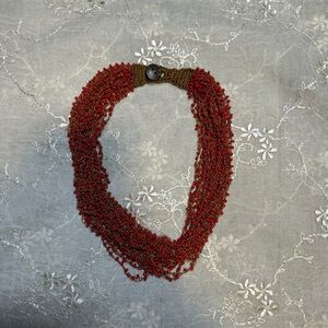 Vintage Multi-Strand Crochet Beaded Necklace – Button Clasp